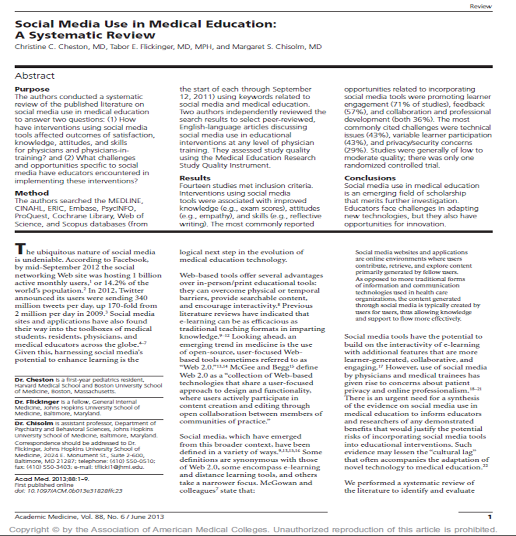 social media use in medical education a systematic review